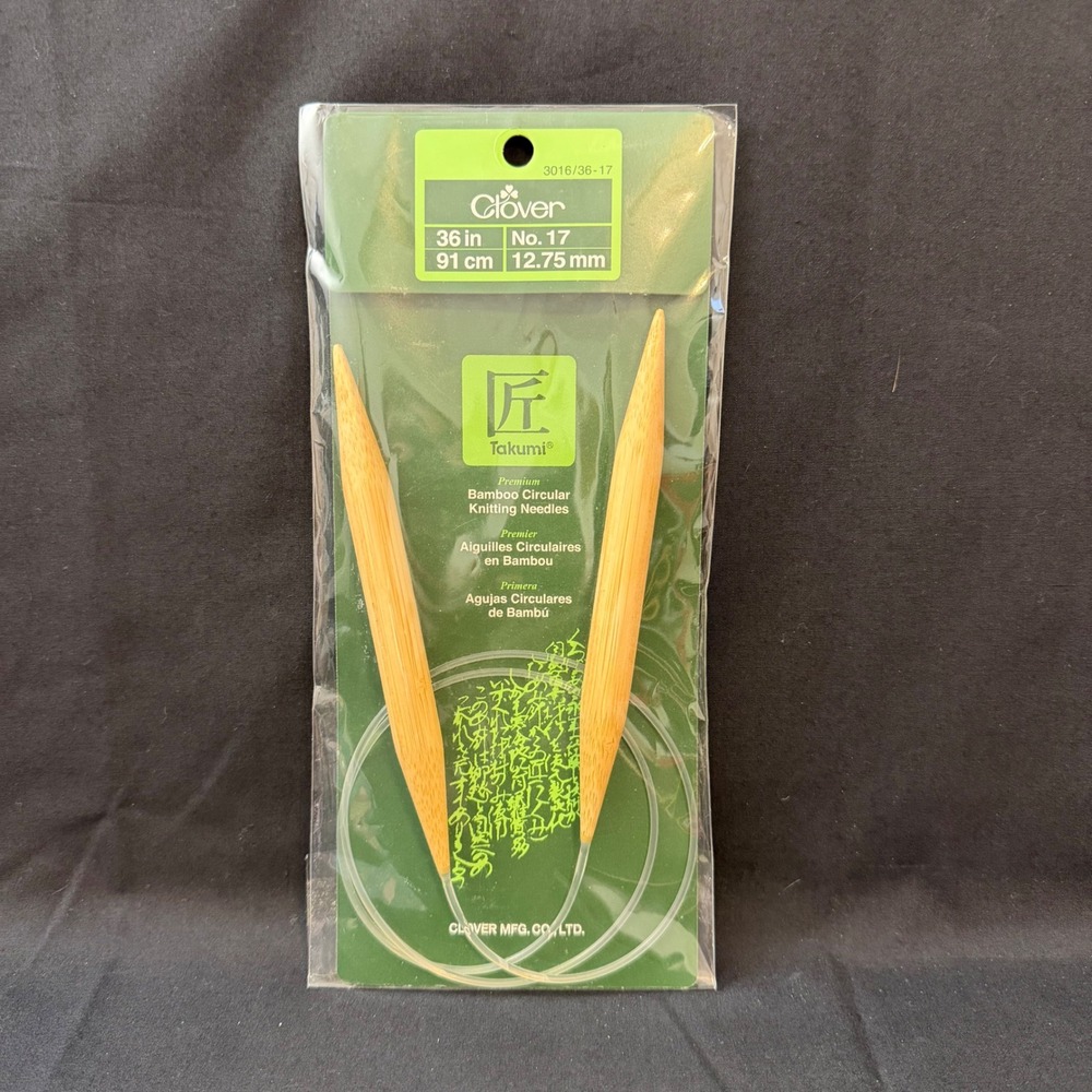 Clover Takumi Bamboo Circular‎ Knitting Needles 36" Size 17 12.75mm 3016/36-17